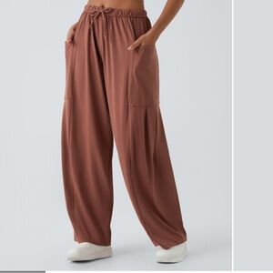 HALARA Mid Rise Elastic Waistband Palazzo Wide Leg Casual pants